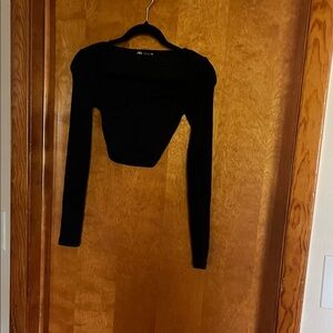 ZARA Black Long Sleeve Crop Top